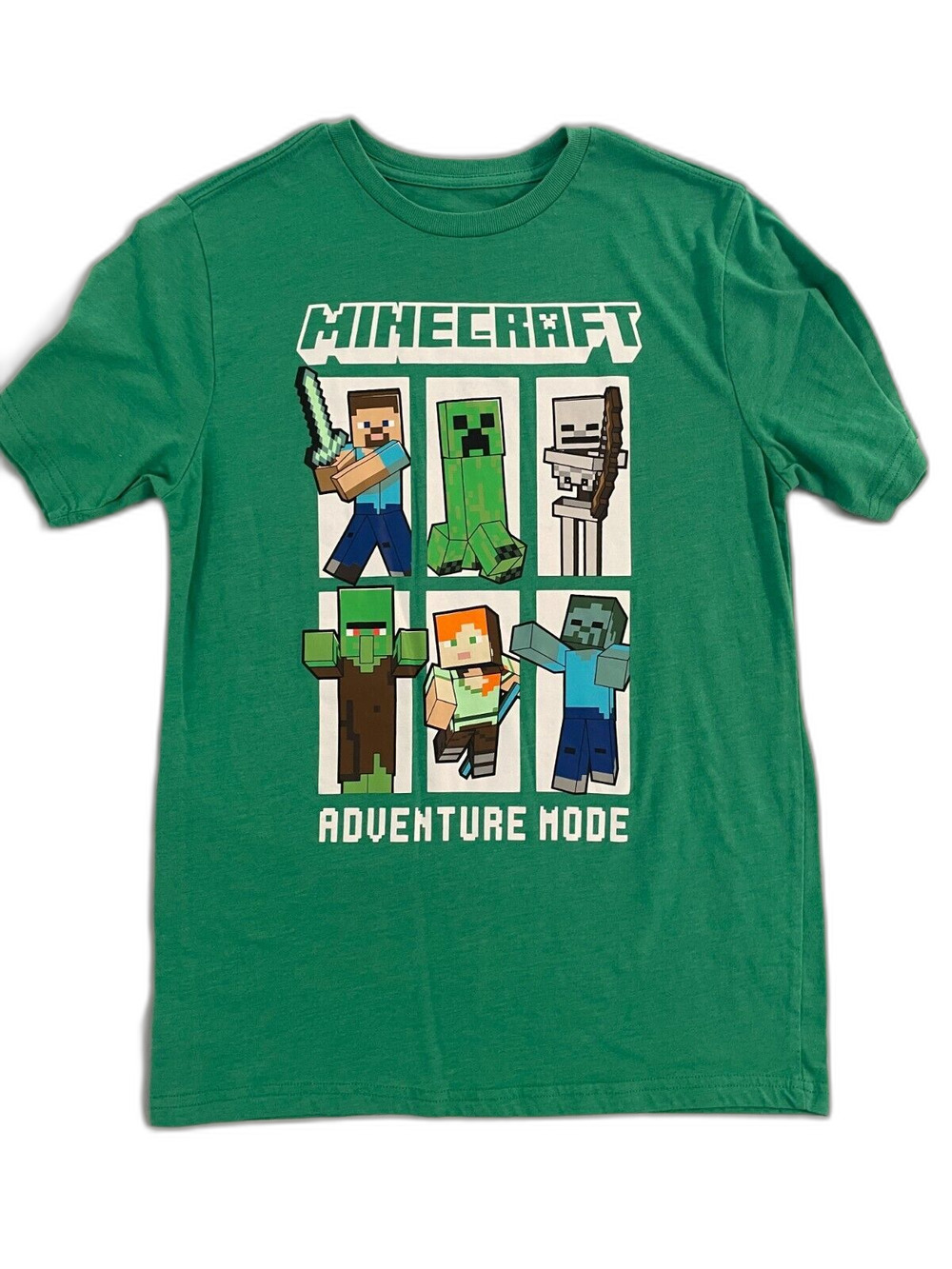 Mojang Studios T Shirt Youth Size XL Grren Minecraft Adventure Mode Short Sleeve